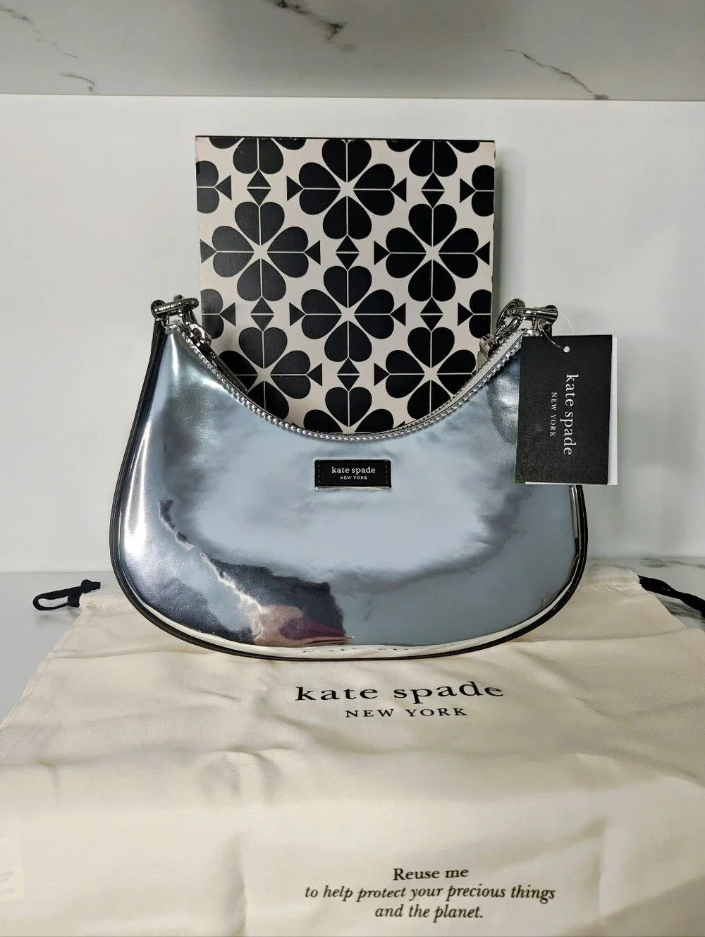 Kate Spade New York Sam Icon Metallic Small Convertible Crossbody, NWT